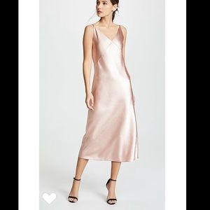 Vince bias-cut hammered satin V-neck midi dress